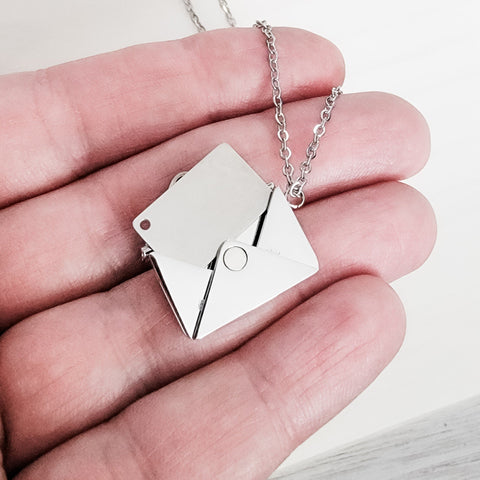 Secret Letter Necklace (Silver, Gold, Rose Gold, or Black) and Optional Extra Letters, 1 Total, Metal Blank #26