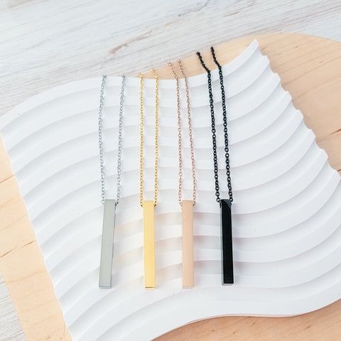 Vertical Bar Necklace (Silver, 14k Gold, Rose Gold, Black, or Rainbow), 1 Total, Metal Blank #5