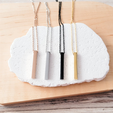 Vertical Bar Necklace (Silver, 14k Gold, Rose Gold, Black, or Rainbow), 1 Total, Metal Blank #5