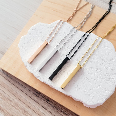 Vertical Bar Necklace (Silver, 14k Gold, Rose Gold, Black, or Rainbow), 1 Total, Metal Blank #5