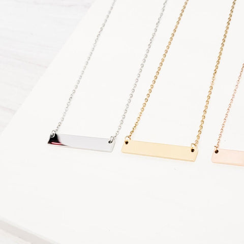 Medium Horizontal Bar Necklace (Silver, Gold, or Rose Gold), 1 Total, Metal Blank #29