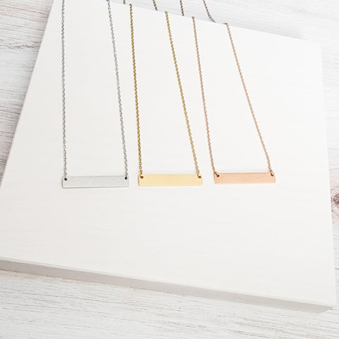 Medium Horizontal Bar Necklace (Silver, Gold, or Rose Gold), 1 Total, Metal Blank #29