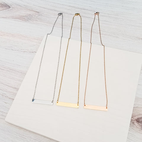 Medium Horizontal Bar Necklace (Silver, Gold, or Rose Gold), 1 Total, Metal Blank #29