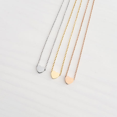 Tiny Heart Charm Necklace (Silver, Gold, Rose Gold), 1 Total, Metal Blank #15