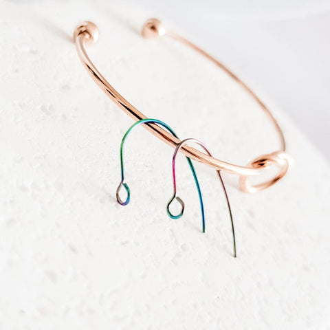 Rainbow Modern Forward-Facing Stainless Steel Ear Wires, 20 Pieces, Earring Hook #32