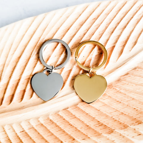 Centered Heart Keychain (Silver or Gold), 1 Piece Total, Metal Blank #38