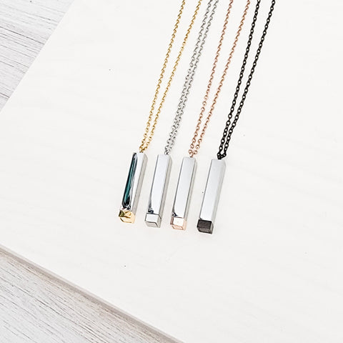 Hidden Message Bar Necklace (Gold/Silver, Silver/Silver, Rose Gold/Silver, or Black/Silver), 1 Total, Metal Blank #4