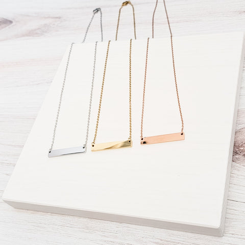 Medium Horizontal Bar Necklace (Silver, Gold, or Rose Gold), 1 Total, Metal Blank #29