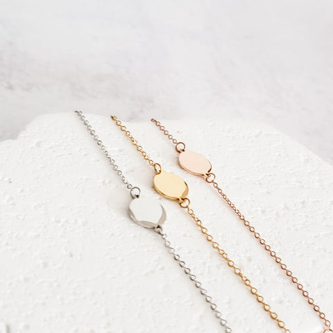 Round Charm Cable Chain Bracelet (Silver, Gold, or Rose Gold), 1 Total, Metal Blank #32