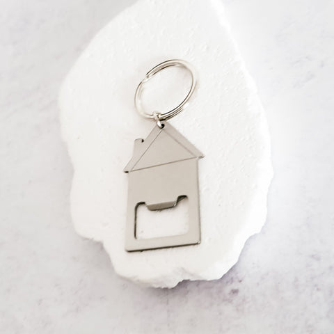 House Bottle Opener Keychain (Silver), 1 Piece Total, Metal Blank #34