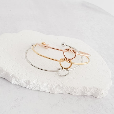 Knot Bangle Bracelet (Silver, Gold, or Rose Gold), 1 Total, Metal Blank #35