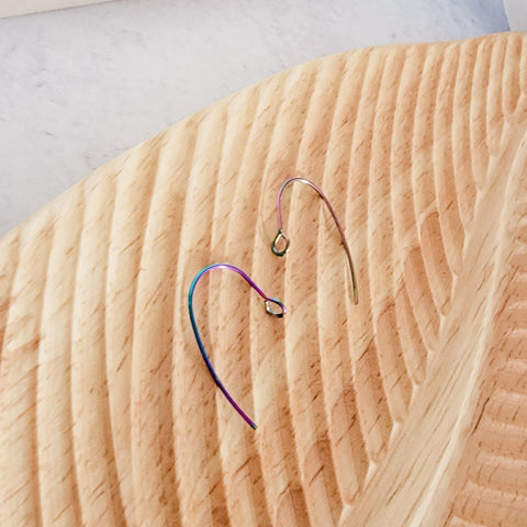 Rainbow Modern Forward-Facing Stainless Steel Ear Wires, 20 Pieces, Earring Hook #32