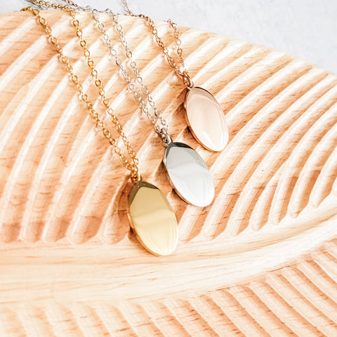 Oval Pendant Necklace (Silver, Gold, or Rose Gold), 1 Total, Metal Blank #40