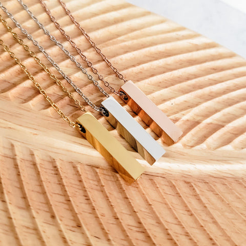 Vertical Bar Urn Memorial Necklace (Silver, Gold, or Rose Gold), 1 Total, Metal Blank #43