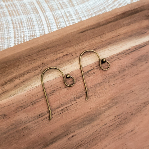 Ball Style Large Loop Antique Bronze Ear Wires Stainless Steel, 20 Pieces, Earring Hook #56
