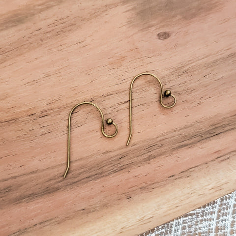 Ball Style Large Loop Antique Bronze Ear Wires Stainless Steel, 20 Pieces, Earring Hook #56