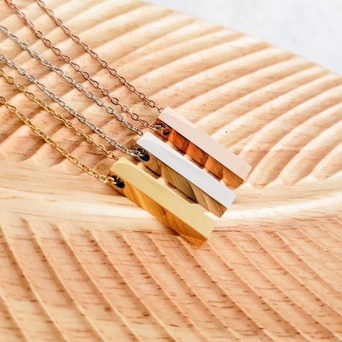 Vertical Bar Urn Memorial Necklace (Silver, Gold, or Rose Gold), 1 Total, Metal Blank #43