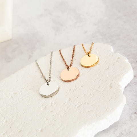 15mm Disc Necklace (Silver, Gold, or Rose Gold) and Optional Extra Discs, 1 Total, Metal Blank #44