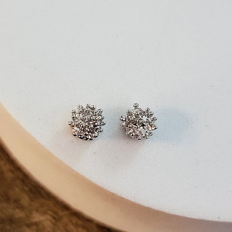 Petite Silver Brass Flower Center (6mm Stamen, No Hole), 10 Pieces, Charm #60