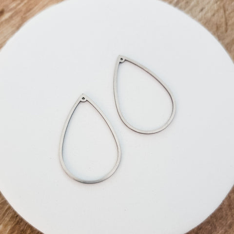 35mm Silver Stainless Steel Teardrop Linking Rings, 10 Pieces, Charm #63