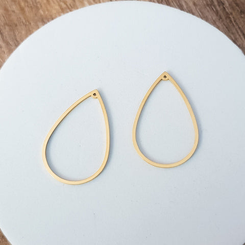 35mm Gold Stainless Steel Teardrop Linking Rings, 10 Pieces, Charm #99