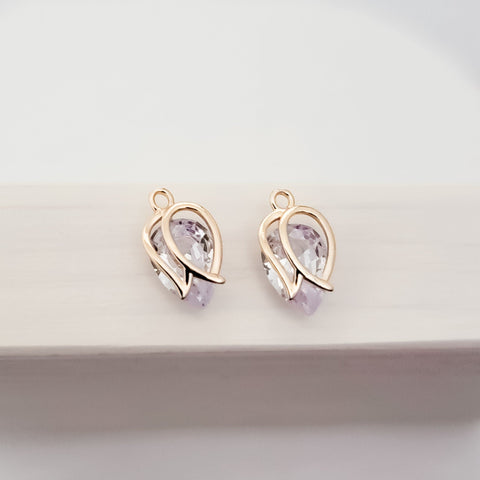 Gold Cubic Zirconia Tulip Charms, 10 Pieces, Charm #39