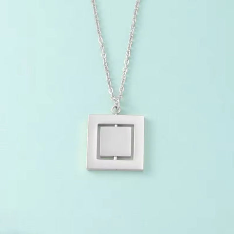 Rotating Square Necklace (Silver or 14k Gold), 1 Total, Metal Blank #46