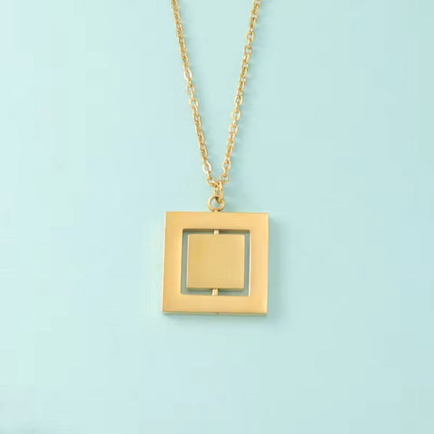 Rotating Square Necklace (Silver or 14k Gold), 1 Total, Metal Blank #46