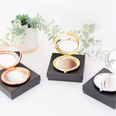 Elegant Compact Mirror (Gold, Silver, or Rose Gold), 1 Piece, Metal Blank #54