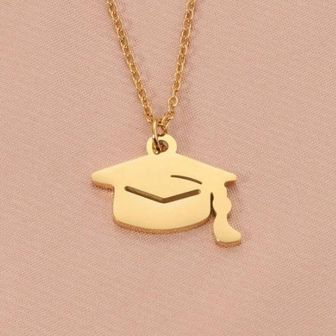 Graduation Cap Pendant Necklace (Silver or Gold), 1 Total, Metal Blank #61