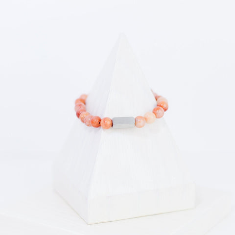 Beaded Stone Bracelet (Choose Turquoise, White Howlite, Tiger Eye, Pink Aventurine, or Rhodonite), 1 Total, Metal Blank #48