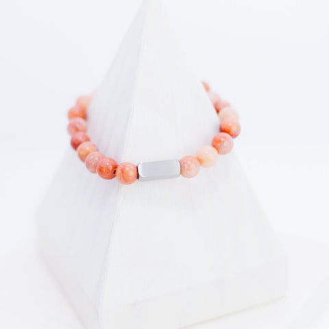 Beaded Stone Bracelet (Choose Turquoise, White Howlite, Tiger Eye, Pink Aventurine, or Rhodonite), 1 Total, Metal Blank #48