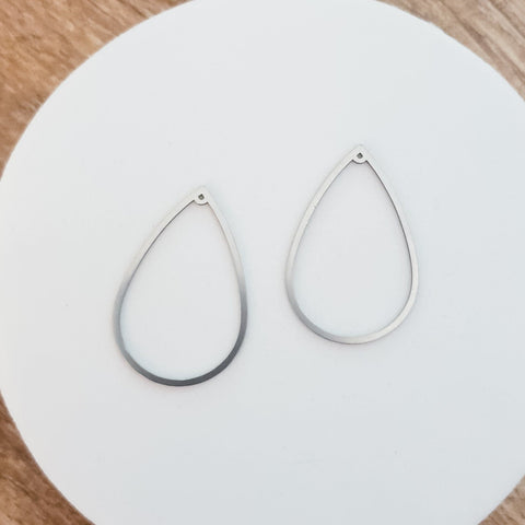 35mm Silver Stainless Steel Teardrop Linking Rings, 10 Pieces, Charm #63