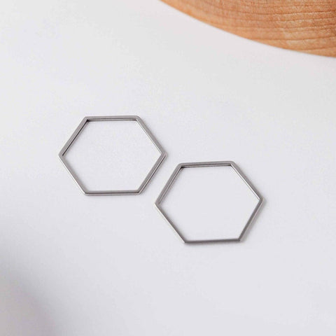 Silver Stainless Steel Hexagon Linking Rings (Smooth), 10 Pieces, Connector #27