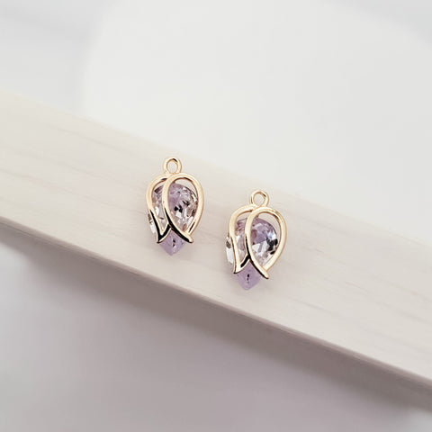Gold Cubic Zirconia Tulip Charms, 10 Pieces, Charm #39