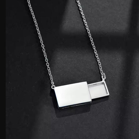 Veiled Postcard Necklace (Silver or Gold), 1 Total, Metal Blank #53