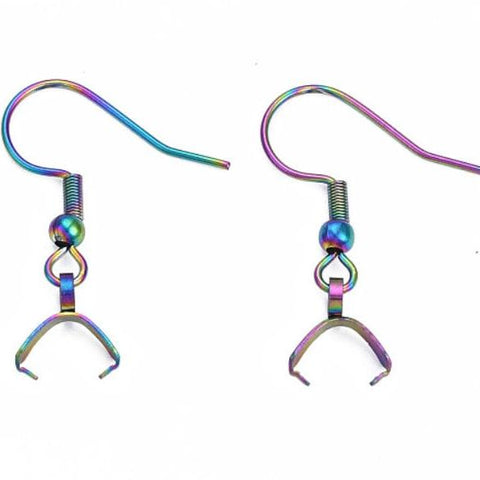 Rainbow Pinch Bail Stainless Steel Ear Wires, 20 Pieces, Earring Hook #74