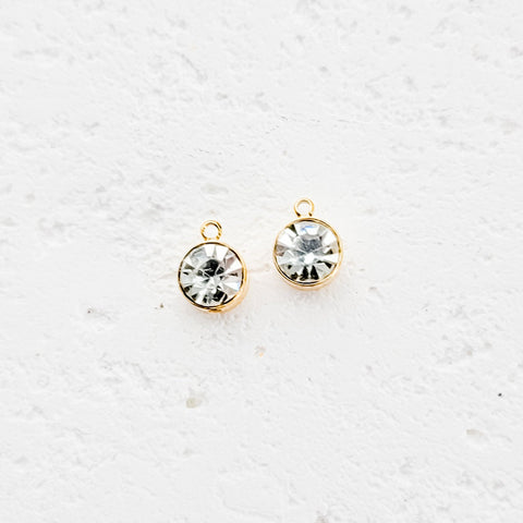 Gold Petite Rhinestone 6mm Circle Charm, 10 Pieces, Charm #29