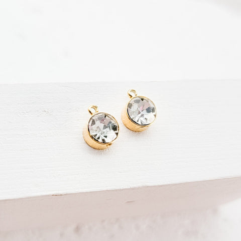 Gold Petite Rhinestone 6mm Circle Charm, 10 Pieces, Charm #29