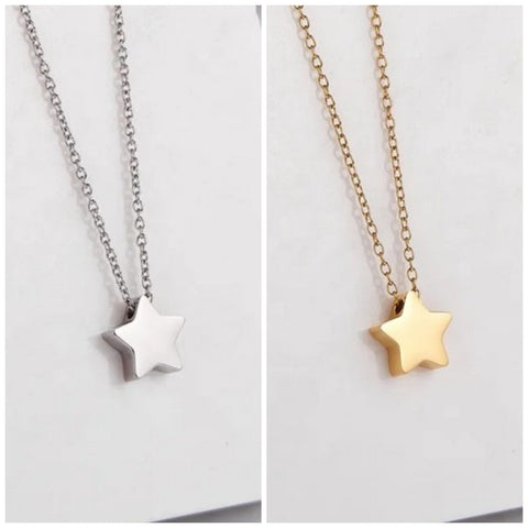Tiny Star Charm Necklace (Silver or Gold), 1 Total, Metal Blank #66