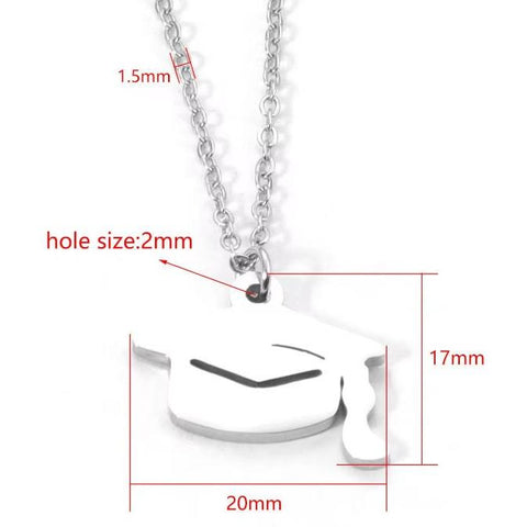 Graduation Cap Pendant Necklace (Silver or Gold), 1 Total, Metal Blank #61