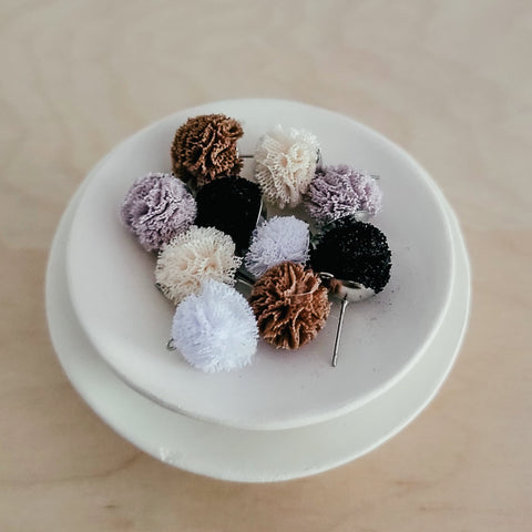 Neutral Lace 12mm Stud Topper (Choice of Color), 3 Pairs, Stud #129-133