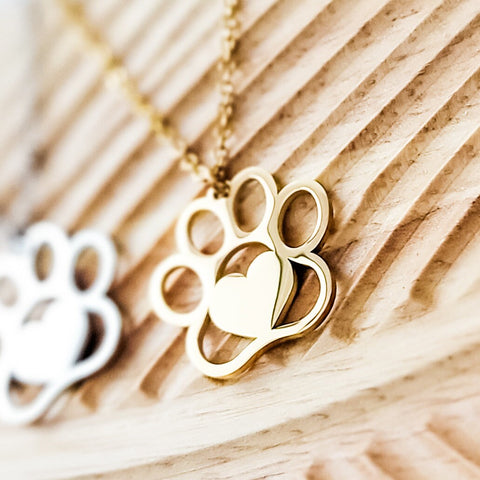 Large Paw Print Necklace (Silver or Gold), 1 Total, Metal Blank #69