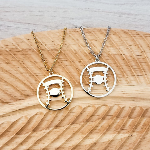 Baseball/Softball Necklace (Silver or Gold), 1 Total, Metal Blank #81