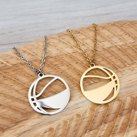 Basketball Necklace (Silver or Gold), 1 Total, Metal Blank #82