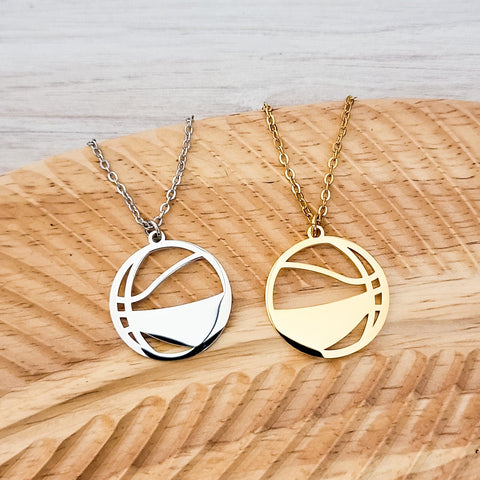 Basketball Necklace (Silver or Gold), 1 Total, Metal Blank #82