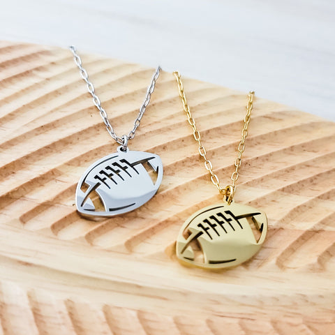Football Pendant Necklace (Silver, Gold, or Black), 1 Total, Metal Blank #79