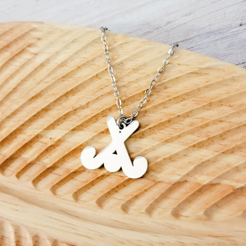Field Hockey Pendant Necklace (Silver or Gold), Metal Blank #84