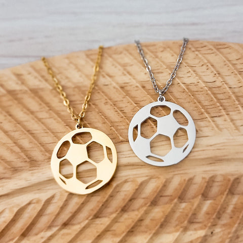 Soccer Necklace (Silver or Gold), 1 Total, Metal Blank #83