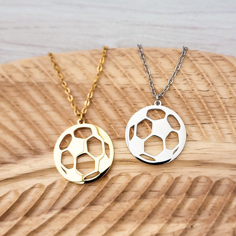 Soccer Necklace (Silver or Gold), 1 Total, Metal Blank #83